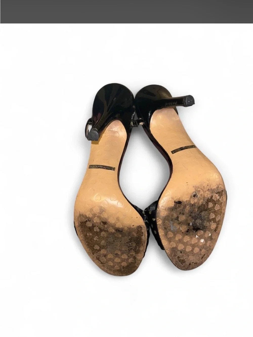 Betsey Johnson Navy Polka Dot Slingback Heels with Leopard Insole